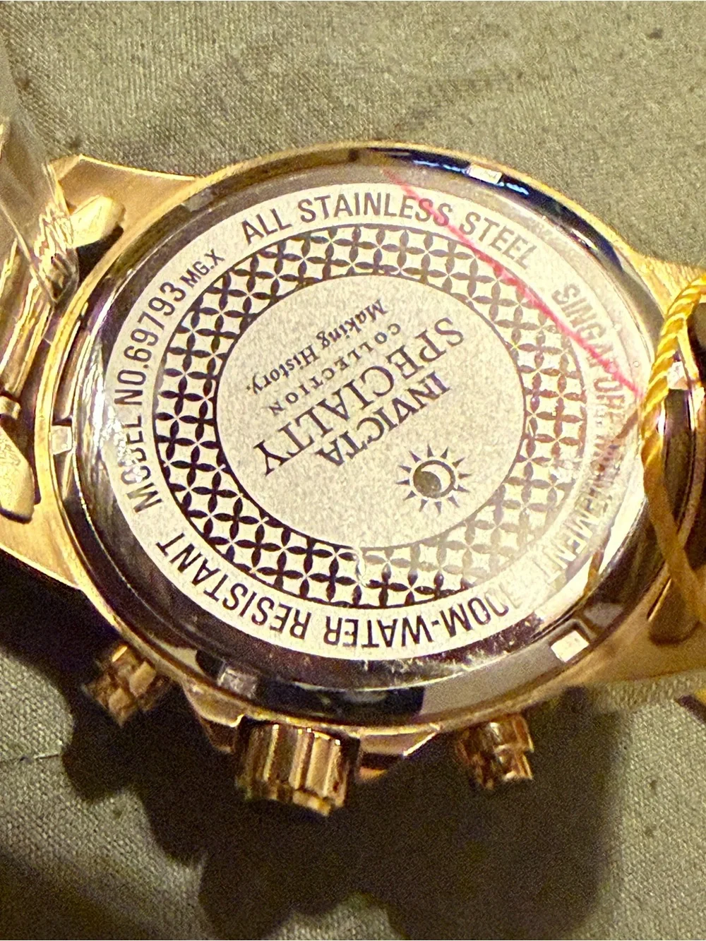 Green Dial Gold-Tone Chronograph Watch
